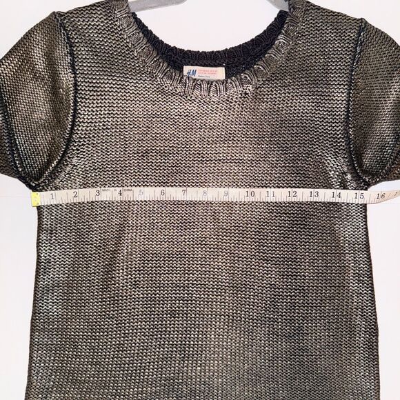 H&M Silver Metallic Knit Long Sleeve Crewneck Sweater Sparkle Girls 12 - 14 Y - Picture 6 of 10